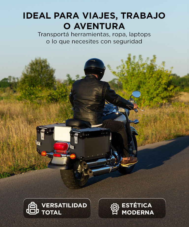 Kit x2 Baules Laterales Para Moto Vetra By Gadnic 38L Aluminio Equipaje Touring Universal - Imagen 5