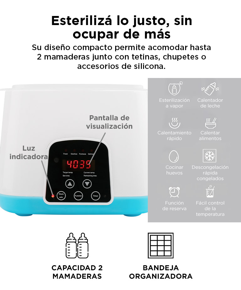 Esterilizador de Biberones Mawe By Gadnic Con Calentador Rápido - Imagen 4