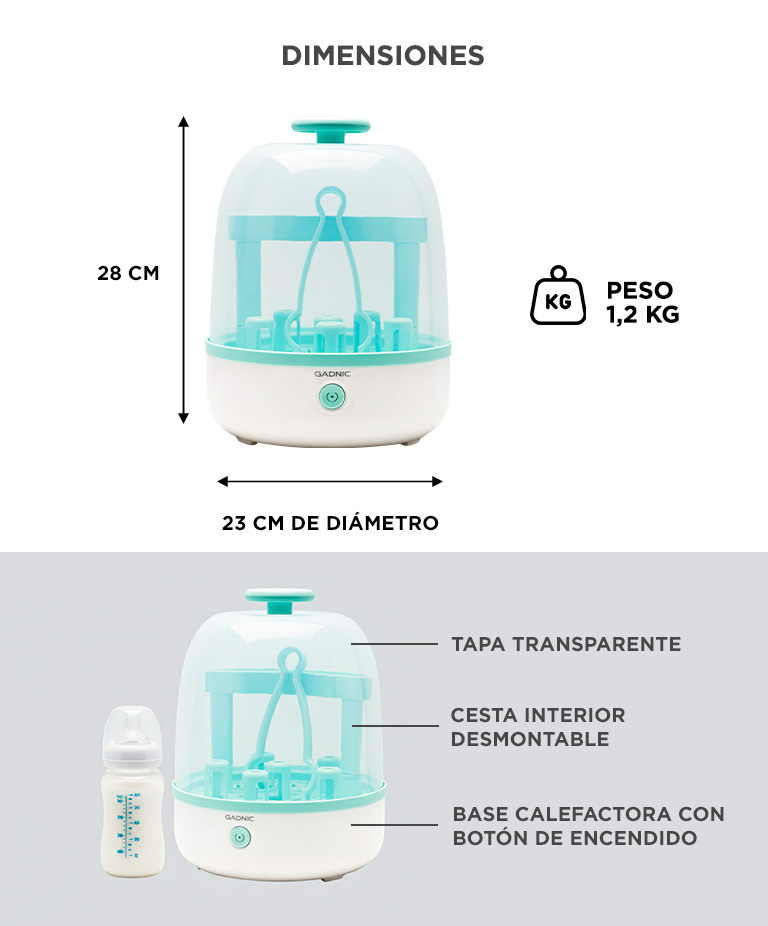 Esterilizador De Mamaderas Mawe by Gadnic Electrico A Vapor 500W Capacidad 6 Botellas - Imagen 6