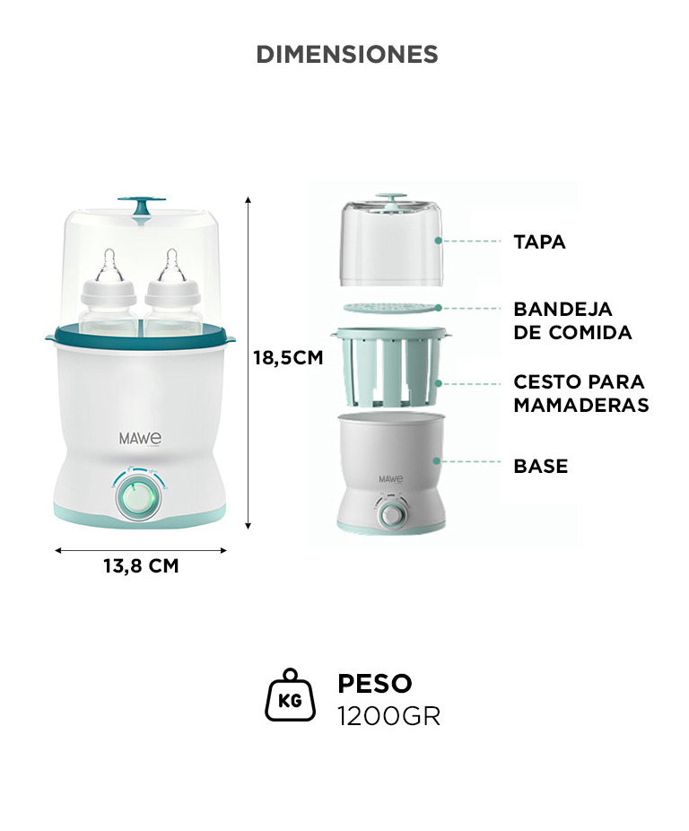 Esterilizador De Mamaderas Doble Mawe By Gadnic Calentador Multifunción Digital - Imagen 6