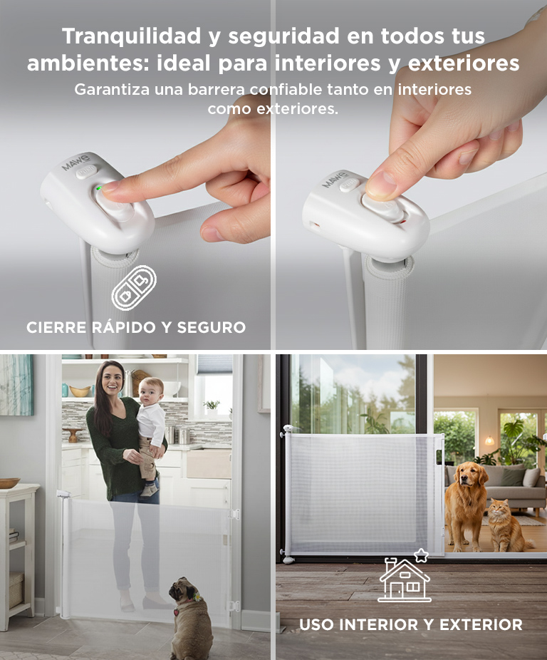 Puerta de Seguridad Retráctil Mawe By Gadnic Gate 140cm Con Bloqueo Para Bebés Niños y Mascotas - Imagen 5