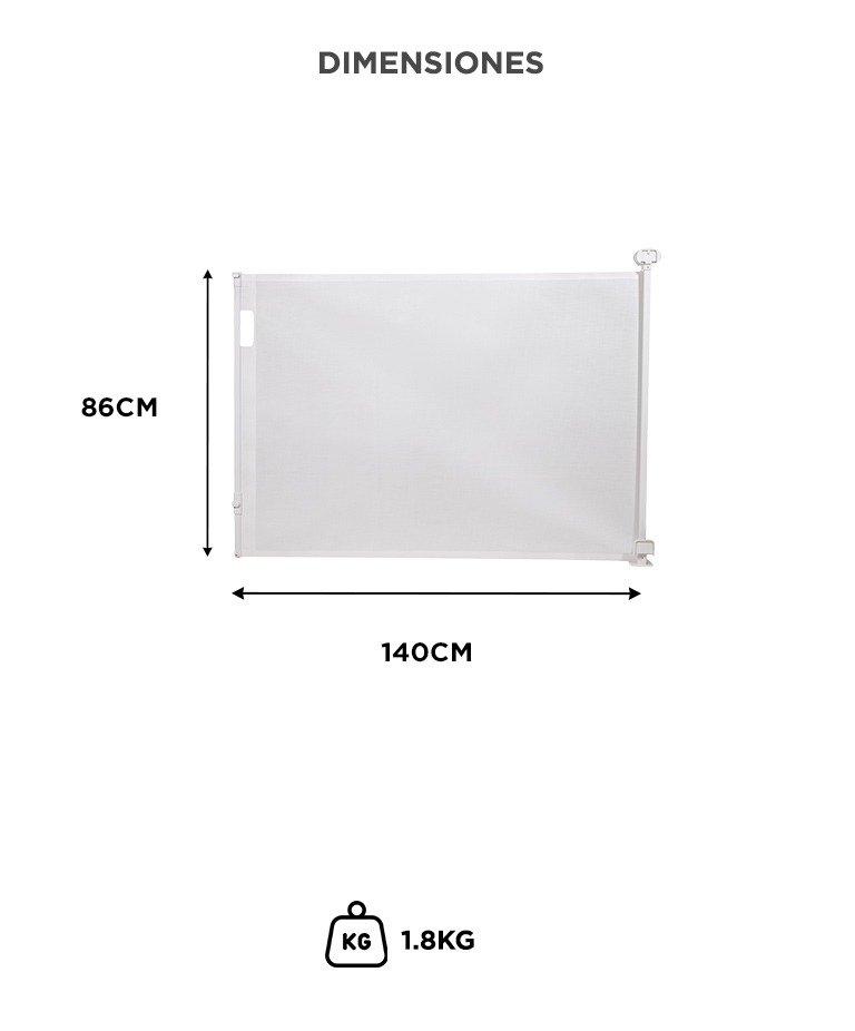 Puerta de Seguridad Retráctil Mawe By Gadnic Gate 140cm Con Bloqueo Para Bebés Niños y Mascotas - Imagen 6