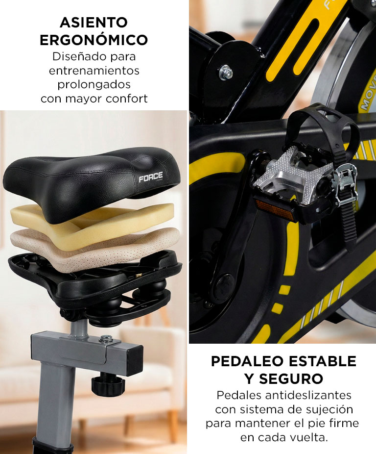 Bicicleta Fija De Spinning Force By Gadnic Disco De Inercia 6 Kg Con Amortiguador Display LCD Soporte De Botellas - Imagen 6