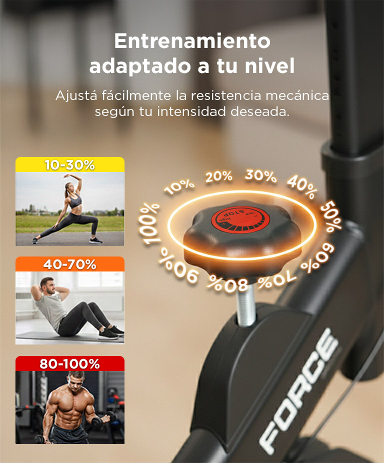 Bicicleta Fija De Spinning Force By Gadnic Disco De Inercia 4 Kg Display LCD Pedales Antideslizantes - Imagen 5