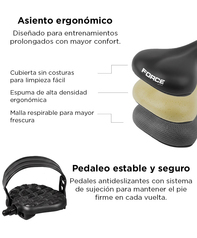 Bicicleta Fija De Spinning Force By Gadnic Disco De Inercia 4 Kg Display LCD Pedales Antideslizantes - Imagen 6
