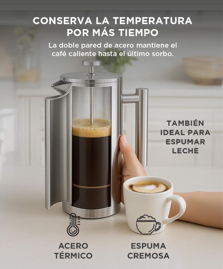 Cafetera Prensa Francesa Gadnic Acero Inoxidable Térmica - Imagen 3