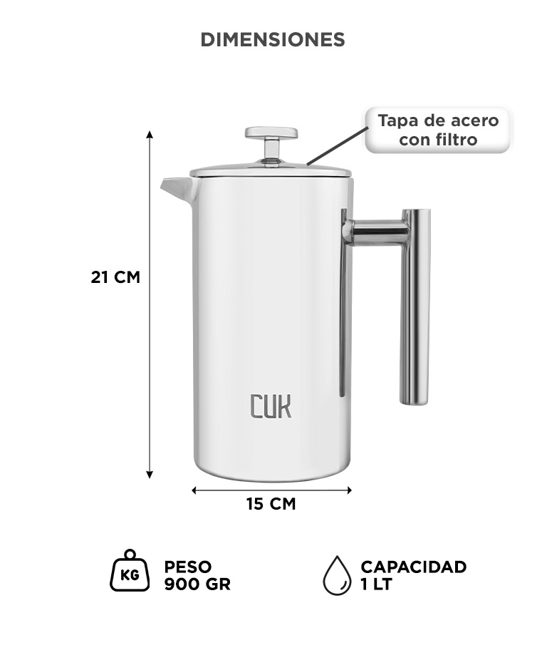 Cafetera Prensa Francesa Gadnic Acero Inoxidable Térmica - Imagen 6