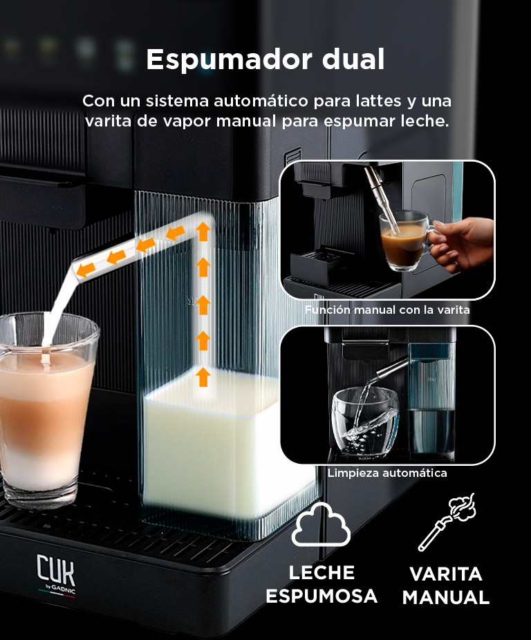 Cafetera Automatica Gadnic Torino I Expreso Espumador Vaporizador Sistema Presion Cocina Premium - Imagen 5