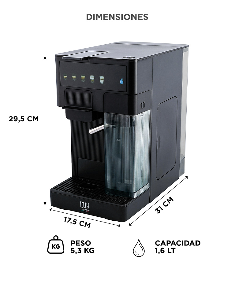 Cafetera Automatica Gadnic Torino I Expreso Espumador Vaporizador Sistema Presion Cocina Premium - Imagen 6