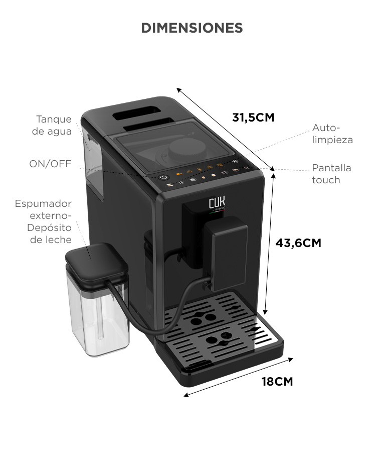 Cafetera Espresso CUK by Gadnic 20 Bar Espumador de Leche 1350W Capacidad 15L - Imagen 6