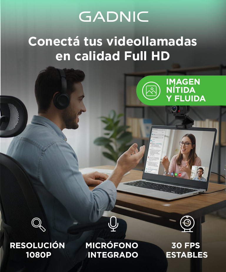 Cámara Web Gadnic Full HD 1080P con Micrófono 30 FPS - Imagen 2