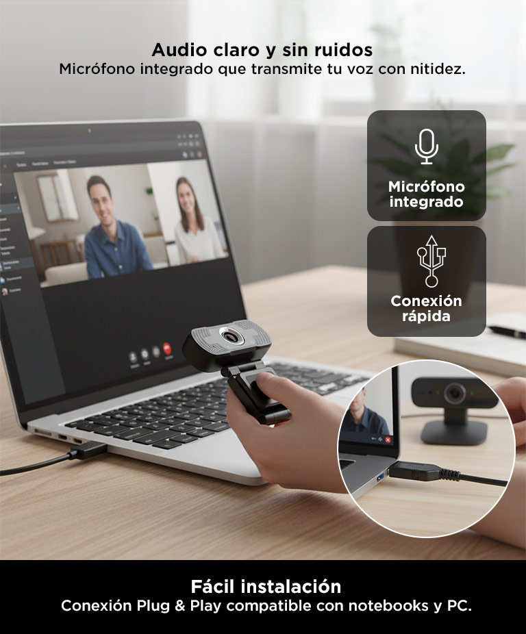 Cámara Web Gadnic Full HD 1080P con Micrófono 30 FPS - Imagen 4