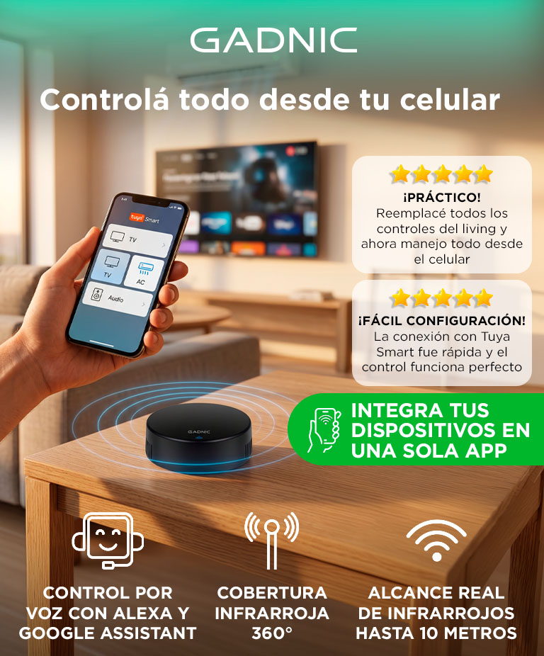 Control Remoto Inteligente Gadnic WiFi Infrarrojo Control Por Voz Alexa Y Google Assistant App Tuya Smart IR RF - Imagen 2