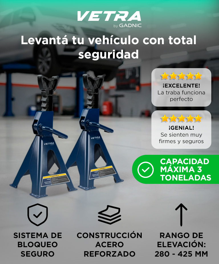 Caballetes Para Auto Vetra By Gadnic 3 Toneladas Trípode Altura Ajustable - Imagen 2