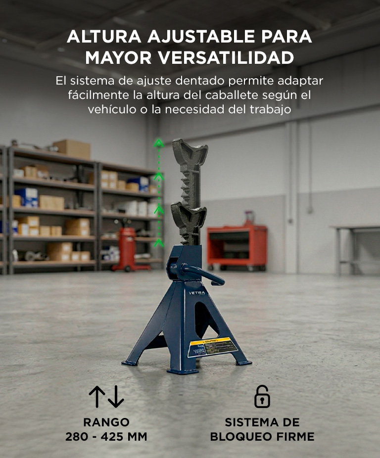 Caballetes Para Auto Vetra By Gadnic 3 Toneladas Trípode Altura Ajustable - Imagen 4