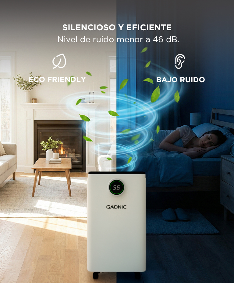 Deshumidificador Electrico Gadnic 12L Dia 210W Tanque 25L Control Digital Temporizador 24h 46 dB R290 15 m2 - Imagen 4
