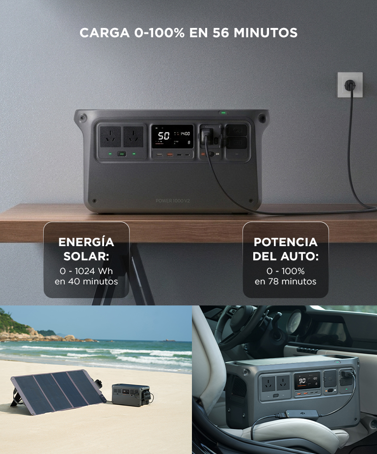 Estacion De Energia DJI Power 1000 V2 1024Wh Salida 2200W Bateria LiFePO4 Carga Rapida Multiples Puertos Diseño Portatil - Imagen 4