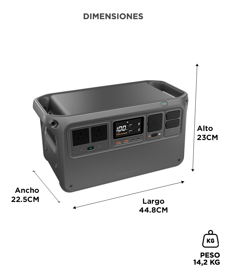 Estacion De Energia DJI Power 1000 V2 1024Wh Salida 2200W Bateria LiFePO4 Carga Rapida Multiples Puertos Diseño Portatil - Imagen 6