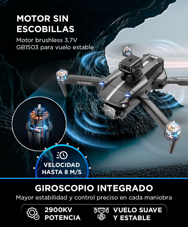 Drone GADNIC Aeroview 4K Pantalla 45 GPS Control Remoto Cámara Dual - Imagen 3