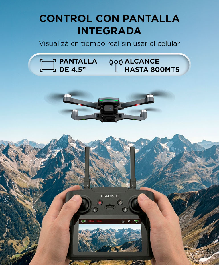 Drone GADNIC Airtrack Pro Control Remoto GPS 800m Pantalla 45 Retorno Automatico - Imagen 3