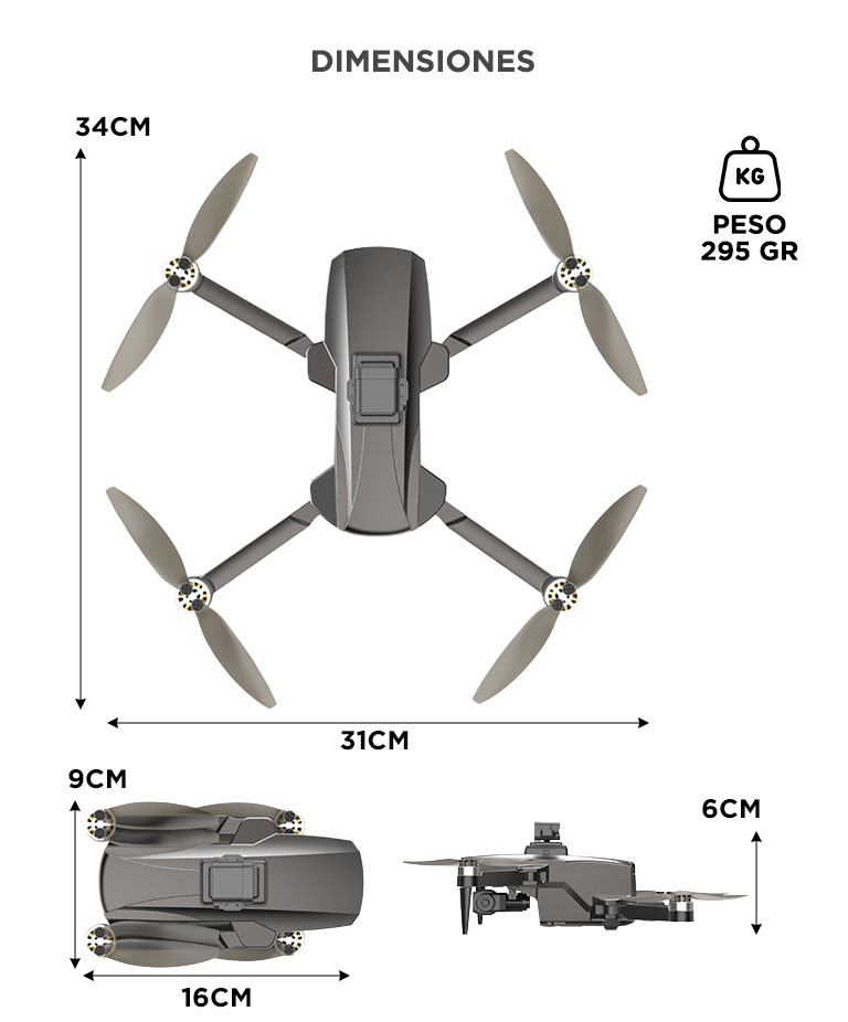 Drone Teledirigido Gadnic Drone006 4K GPS 3 Ejes Laser Anticolision 3000mAh 25 Min Pantalla 45 - Imagen 6