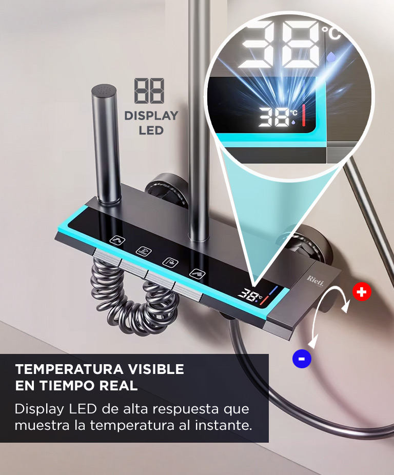 Ducha Inteligente Rieti by Gadnic Con Display Digital LED - Imagen 3