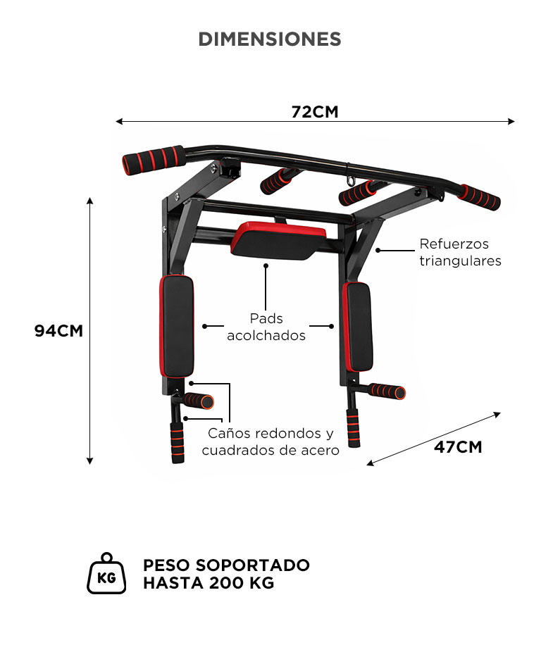 Barra de Dominadas Force By Gadnic Estación Multifunción 200kg - Imagen 6