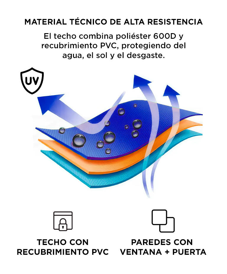 Gazebo Gadnic 3x3 Plegable Impermeable Uso Temporal Toldo Con Paredes Y Puerta Cierre Relampago - Imagen 5