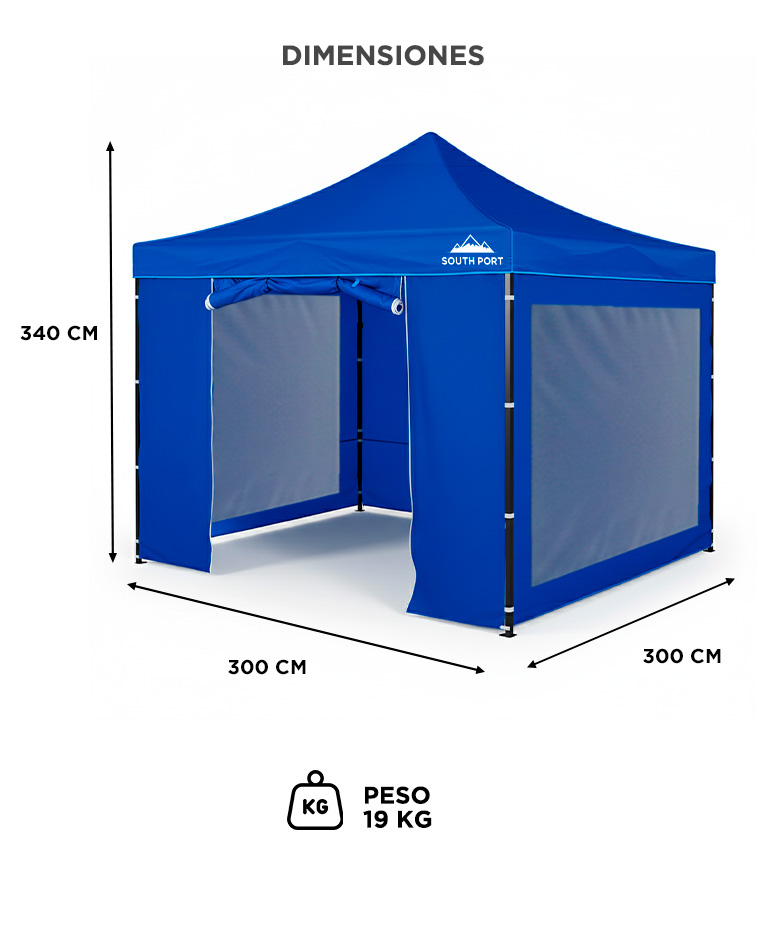 Gazebo Gadnic 3x3 Plegable Impermeable Uso Temporal Toldo Con Paredes Y Puerta Cierre Relampago - Imagen 6