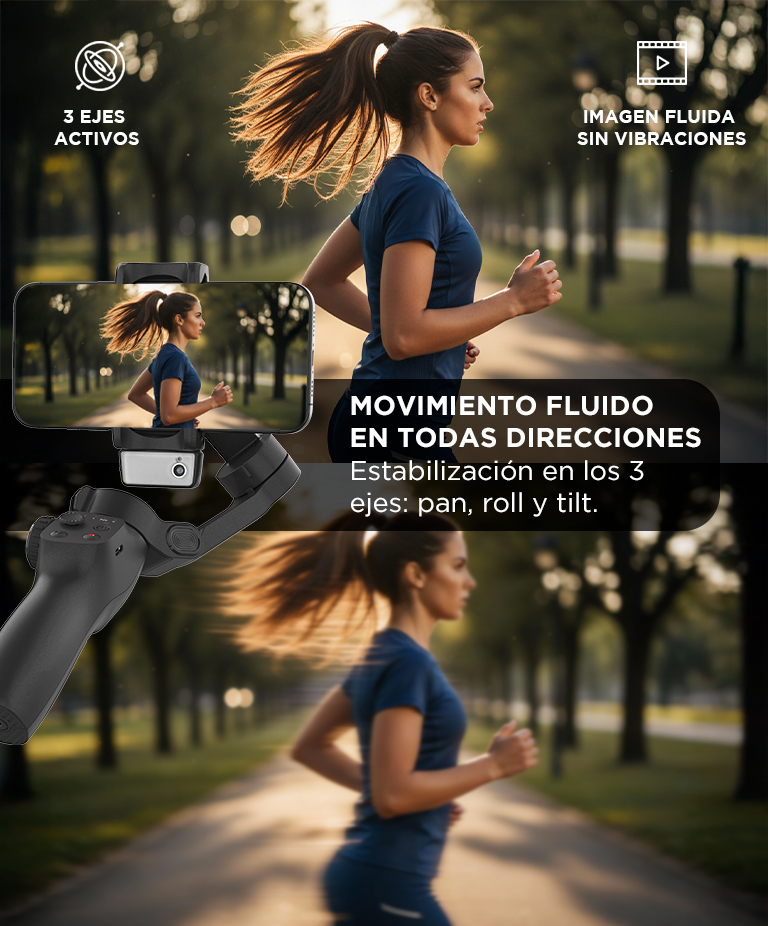 Estabilizador Celular Gadnic Gimbal 3 Ejes Smartphone Video Pro Bateria 2600mAh - Imagen 3