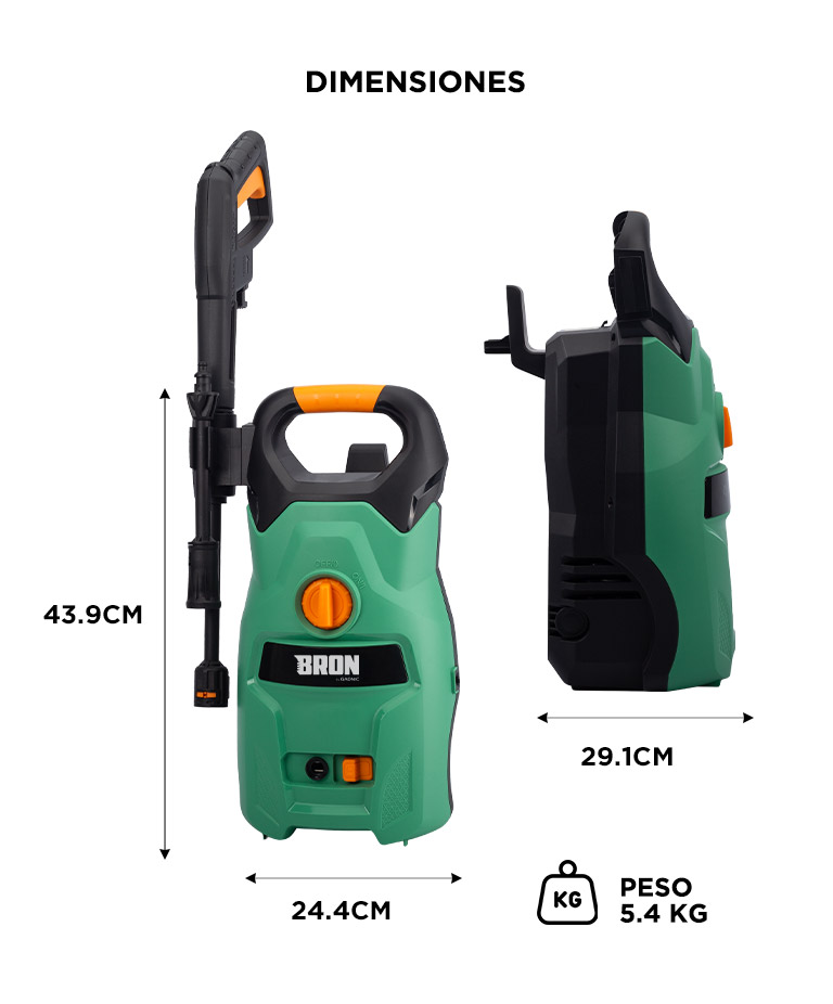 Hidrolavadora Bron By Gadnic Electrica 1400W Alta Presion Caudal 65Lmin Compacta - Imagen 6
