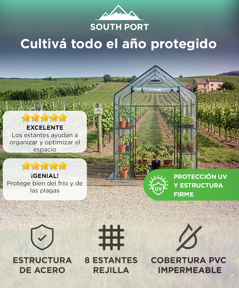 Invernadero South Port By Gadnic INV04 Estructura Acero Indoor Outdoor Cultivo Uv Con Estantes - Imagen 2