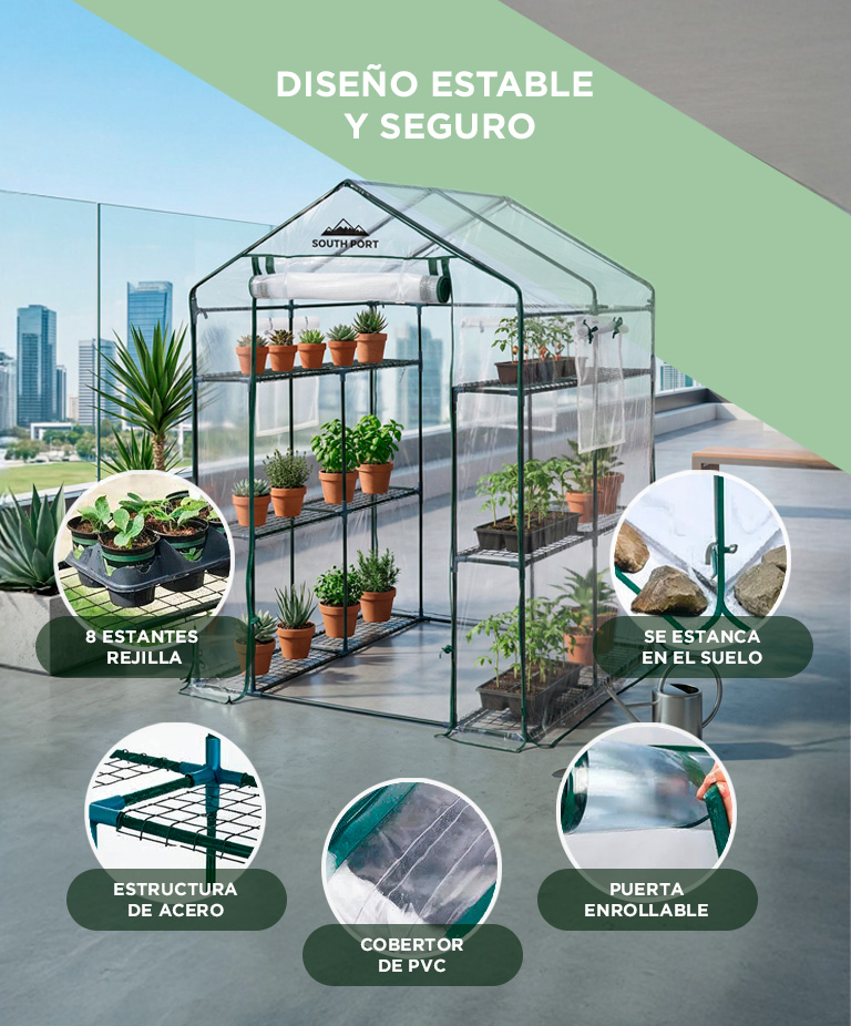 Invernadero South Port By Gadnic INV04 Estructura Acero Indoor Outdoor Cultivo Uv Con Estantes - Imagen 3