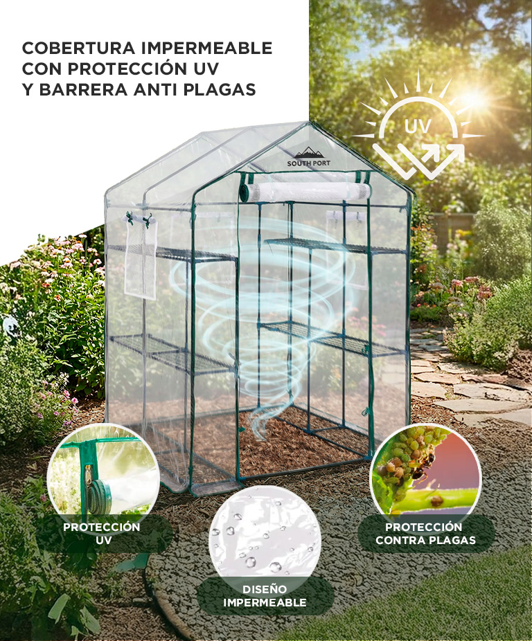 Invernadero South Port By Gadnic INV04 Estructura Acero Indoor Outdoor Cultivo Uv Con Estantes - Imagen 4