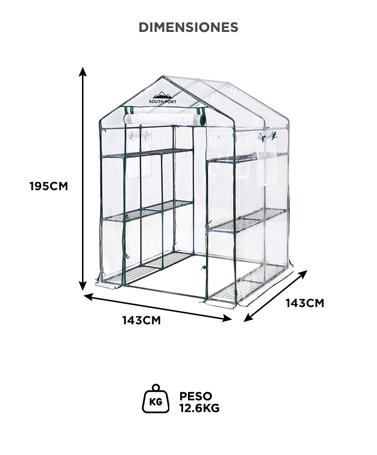 Invernadero South Port By Gadnic INV04 Estructura Acero Indoor Outdoor Cultivo Uv Con Estantes - Imagen 6