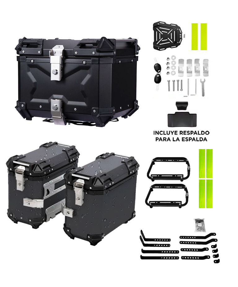 Kit Baules Moto Vetra By Gadnic 45L Trasero 2 Laterales 38L Aluminio Impermeables Universal - Imagen 7