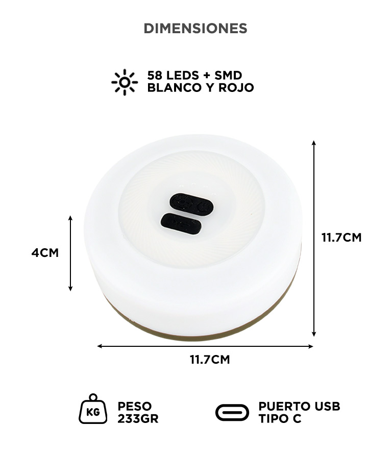 Linterna Gadnic Camping Recargable Conexion Tipo C 220 Lumenes Guirnalda LED 5.8 Metros RGB IP44 Bateria 1800 mAh - Imagen 4