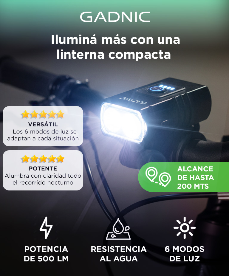 Luz Recargable Gadnic Para Bicicleta LED Delantera - Imagen 2