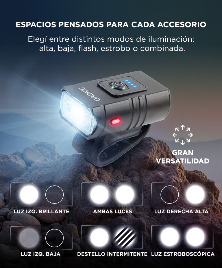 Luz Recargable Gadnic Para Bicicleta LED Delantera - Imagen 3