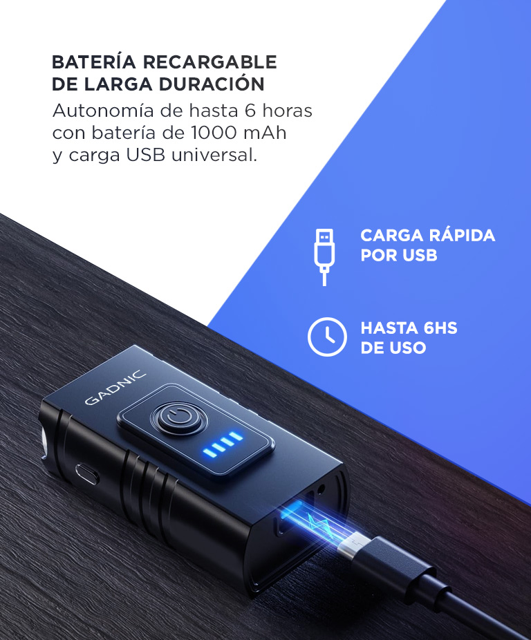 Luz Recargable Gadnic Para Bicicleta LED Delantera - Imagen 4