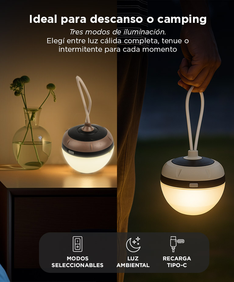 Linterna Lampara LED Gadnic Portátil USB-C Luz Cálida 130lm - Imagen 3