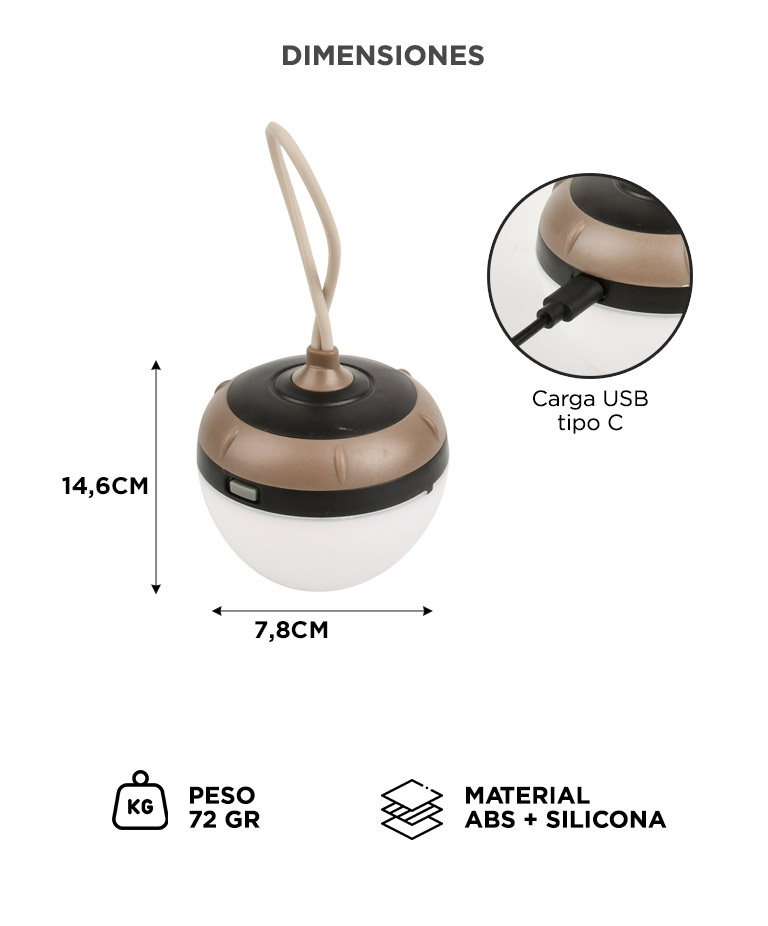 Linterna Lampara LED Gadnic Portátil USB-C Luz Cálida 130lm - Imagen 4