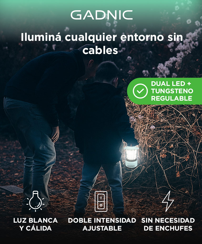 Linterna Camping Gadnic Portatil A Pilas 260 Lumenes Luz Dual Regulable Con Perilla Y Alcance De 5 Metros - Imagen 2