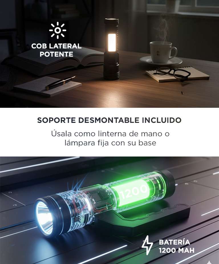 Linterna Multifunción Gadnic 400lm Camping Con Power Bank y Base Desmontable - Imagen 3