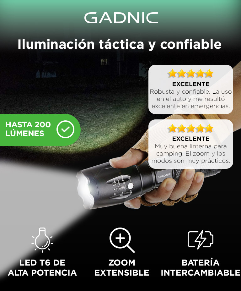 Linterna Recargable Gadnic 5 Modos IP44 Camping - Imagen 2