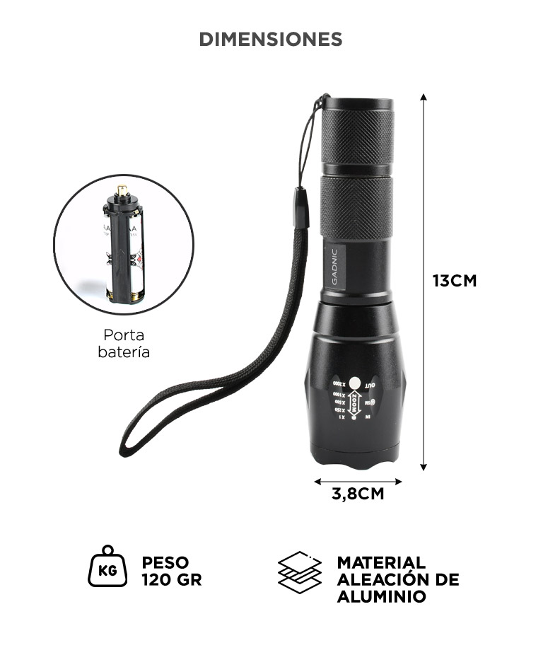 Linterna Recargable Gadnic 5 Modos IP44 Camping - Imagen 4