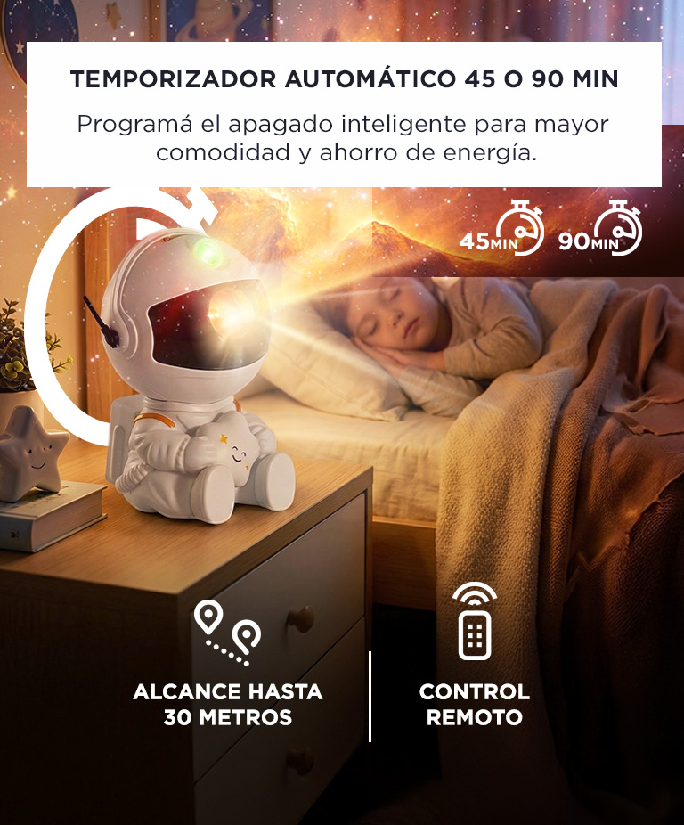Proyector Astronauta Galaxia Gadnic Lampara 7 Colores Control Remoto LED 5W - Imagen 3