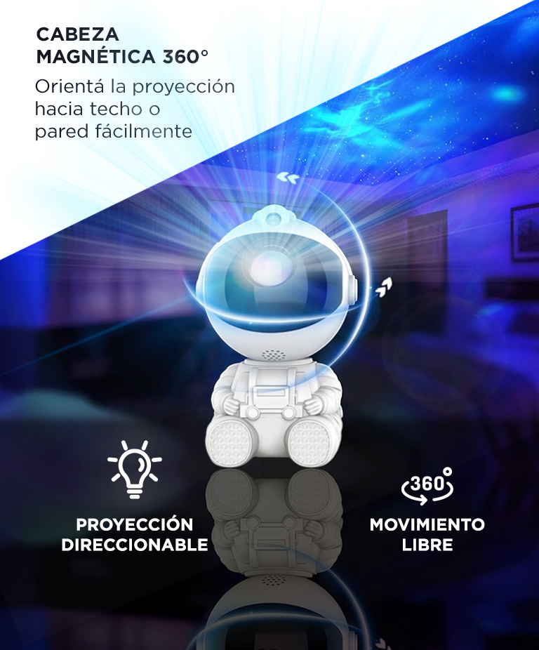 Proyector Astronauta Galaxia Gadnic Lampara 7 Colores Control Remoto LED 5W - Imagen 4