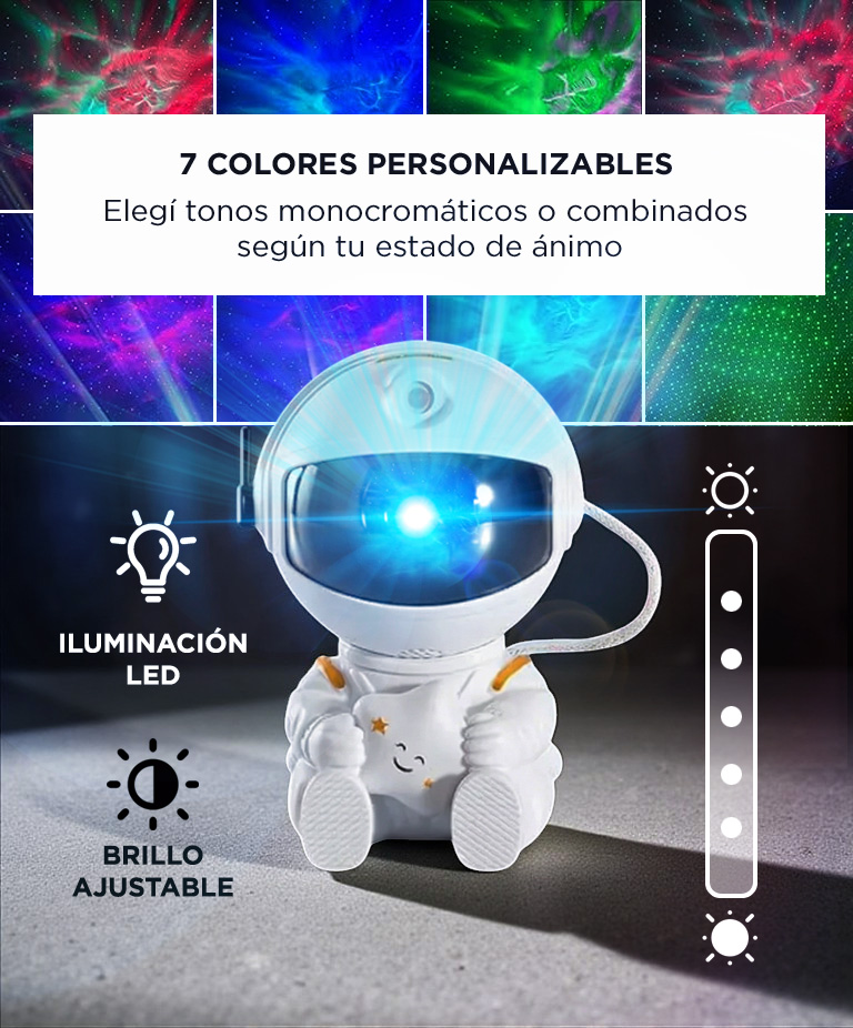 Proyector Astronauta Galaxia Gadnic Lampara 7 Colores Control Remoto LED 5W - Imagen 5