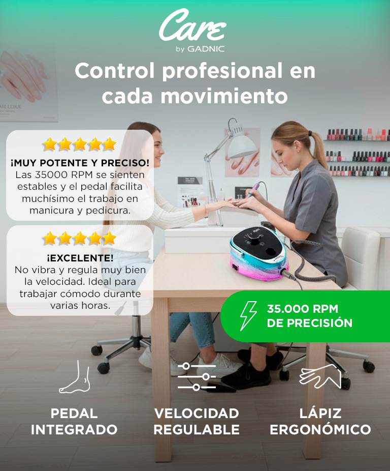 Torno de Manicura Care Gadnic 35000RPM Con Pedal de Control - Imagen 2